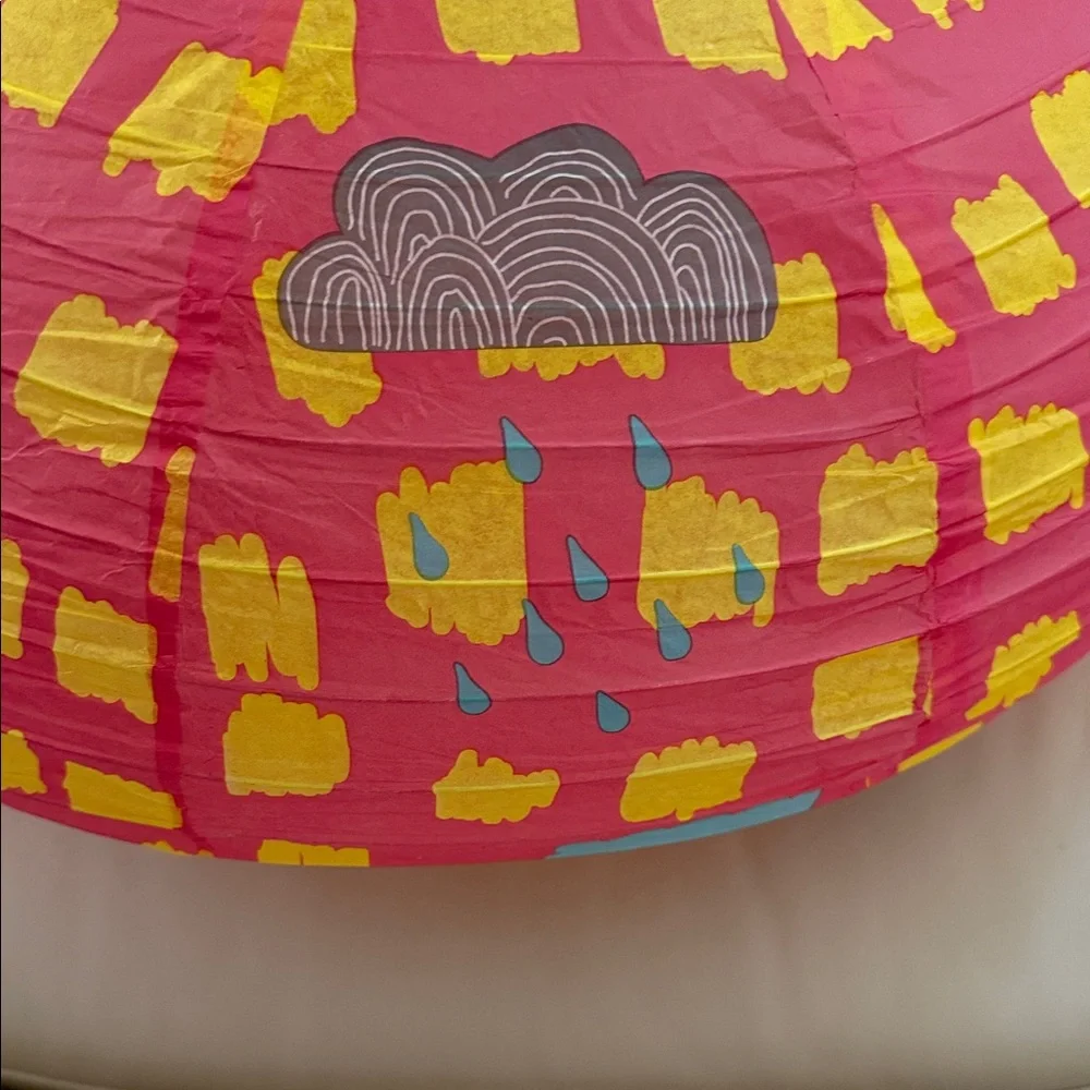Mimi'Lou Pink & Yellow Birds & Clouds Paper Lantern NEW